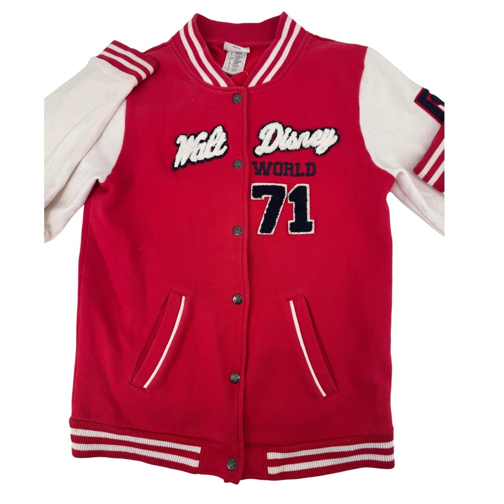 Walt Disney Parks World 71 Varsity Jacket L Stain Mens‎ Red White Baseball Stain